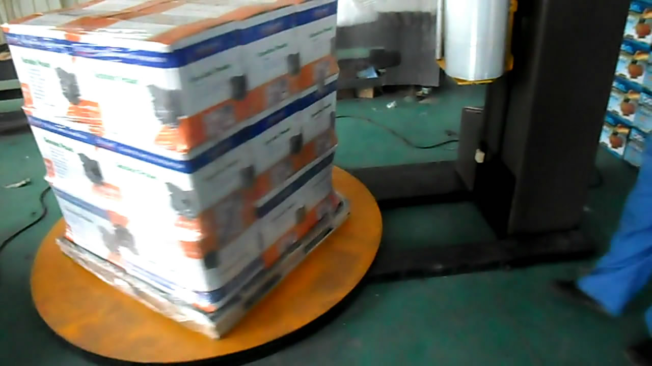 托盘纸箱缠绕机工作视频